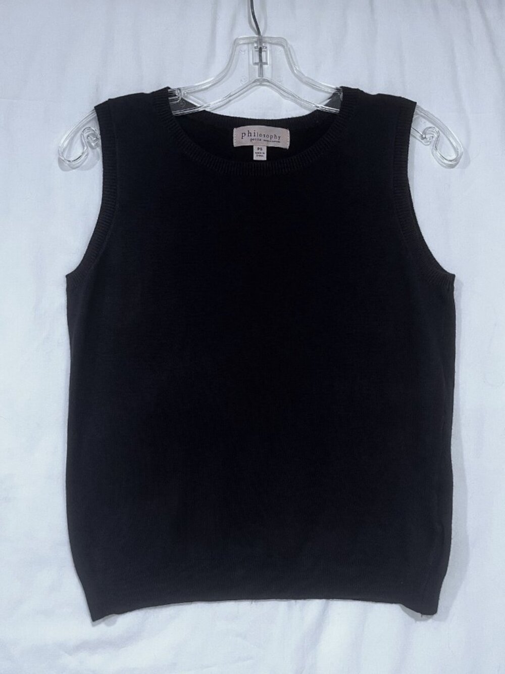 Philosophy Pullover Sleeveless Sweater Vest – Black Top Shell – Size PS